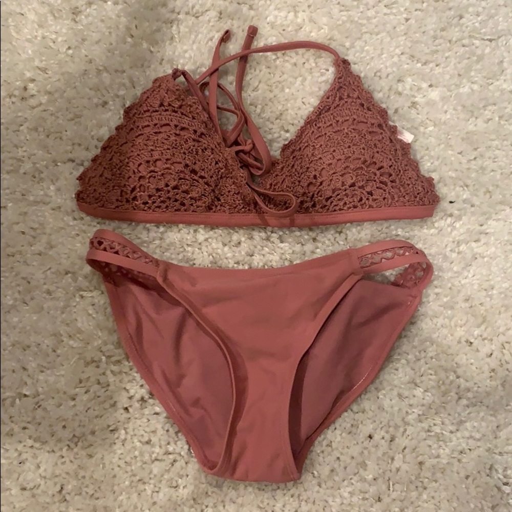Pink crochet bikini